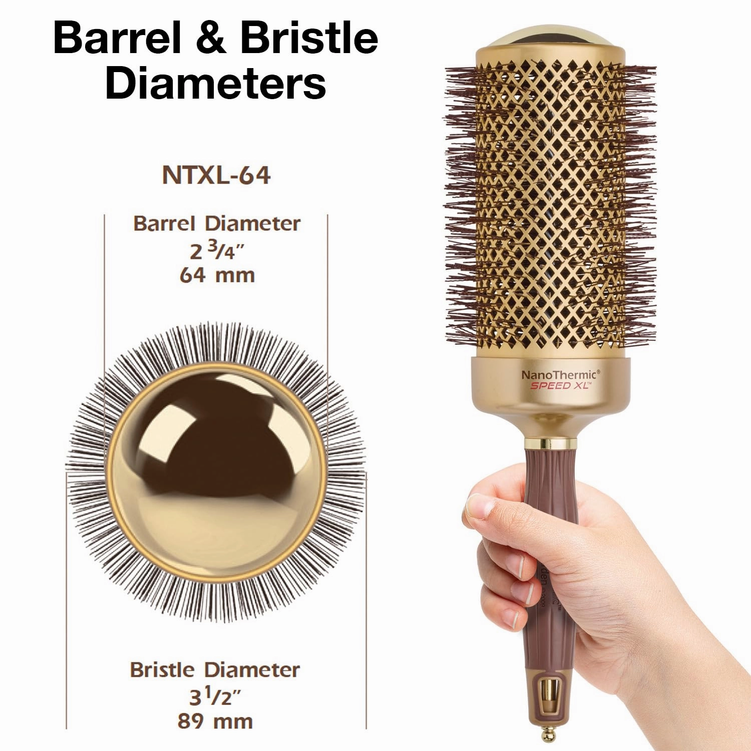 Olivia Garden NanoThermic Ceramic   Ion Speed XL Round Thermal Hair Brush - Not Electrical - Professional Blowout Brush for Normal to Thick Hair