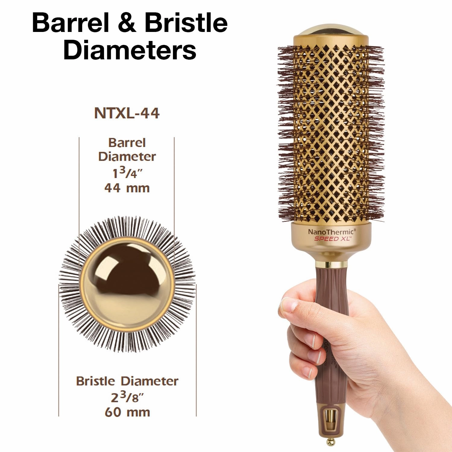 Olivia Garden NanoThermic Ceramic   Ion Speed XL Round Thermal Hair Brush - Not Electrical - Professional Blowout Brush for Normal to Thick Hair