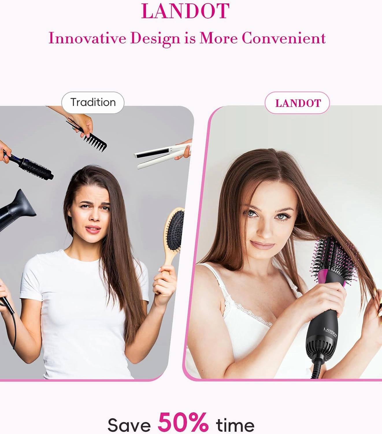 One-Step Hot Air Blow Hair Dryer Brush - 2.4 Inch HairDryer Styler and Volumizer for All Hair Types - Professional Blowout Style and Dry Quickly for Smooth, Frizz-Free Results