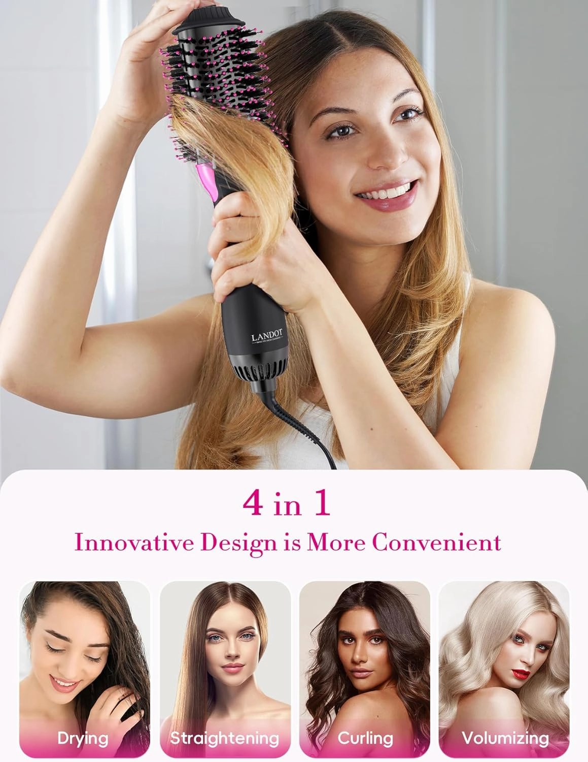 One-Step Hot Air Blow Hair Dryer Brush - 2.4 Inch HairDryer Styler and Volumizer for All Hair Types - Professional Blowout Style and Dry Quickly for Smooth, Frizz-Free Results