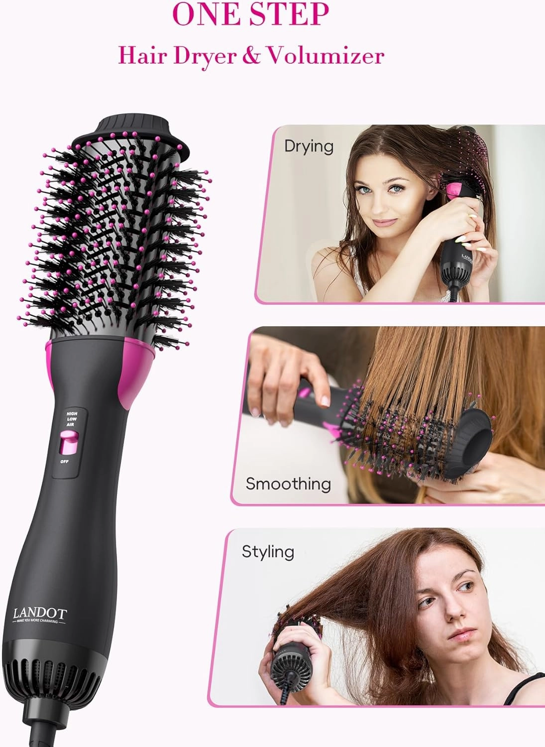 One-Step Hot Air Blow Hair Dryer Brush - 2.4 Inch HairDryer Styler and Volumizer for All Hair Types - Professional Blowout Style and Dry Quickly for Smooth, Frizz-Free Results