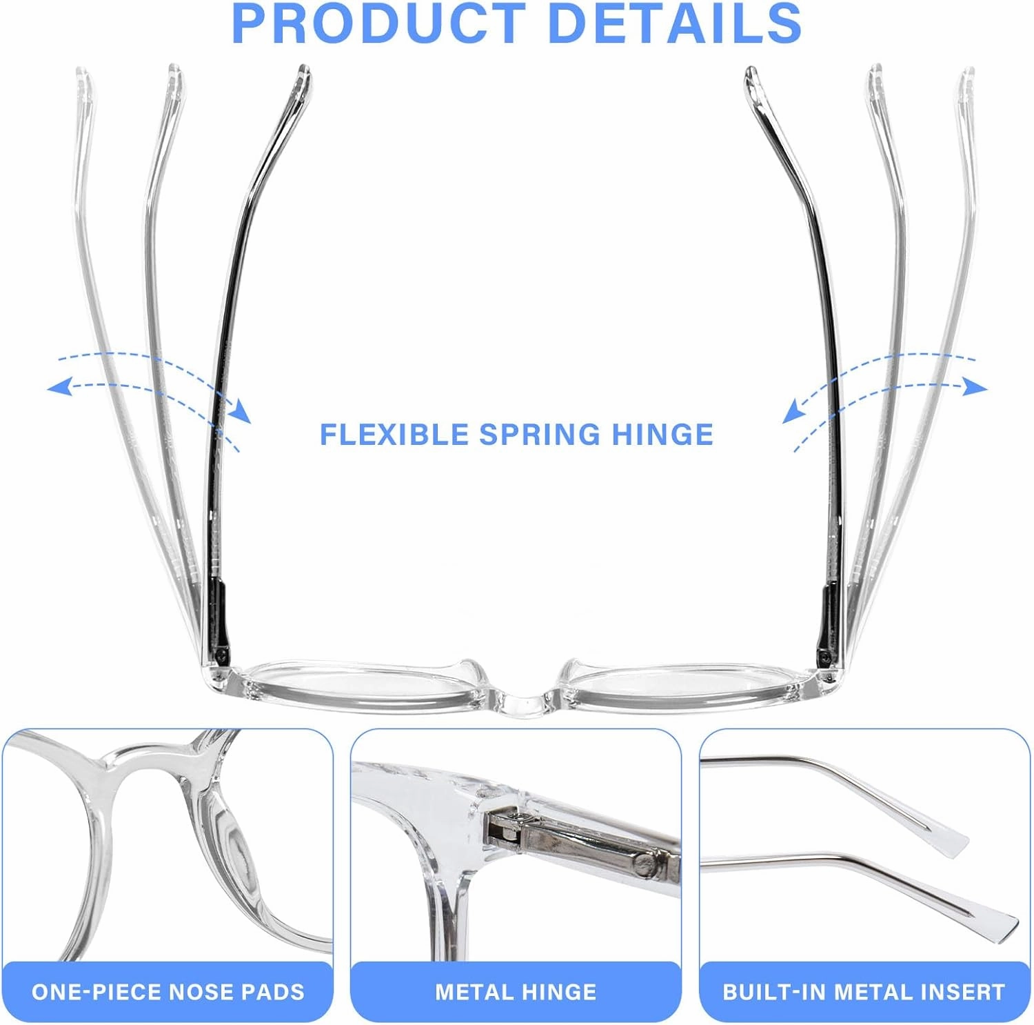 OPTOFENDY Progressive Multifocal Reading Glasses for Women Men, TR90 Blue Light Computer Readers Anti Glare/Eyestrain