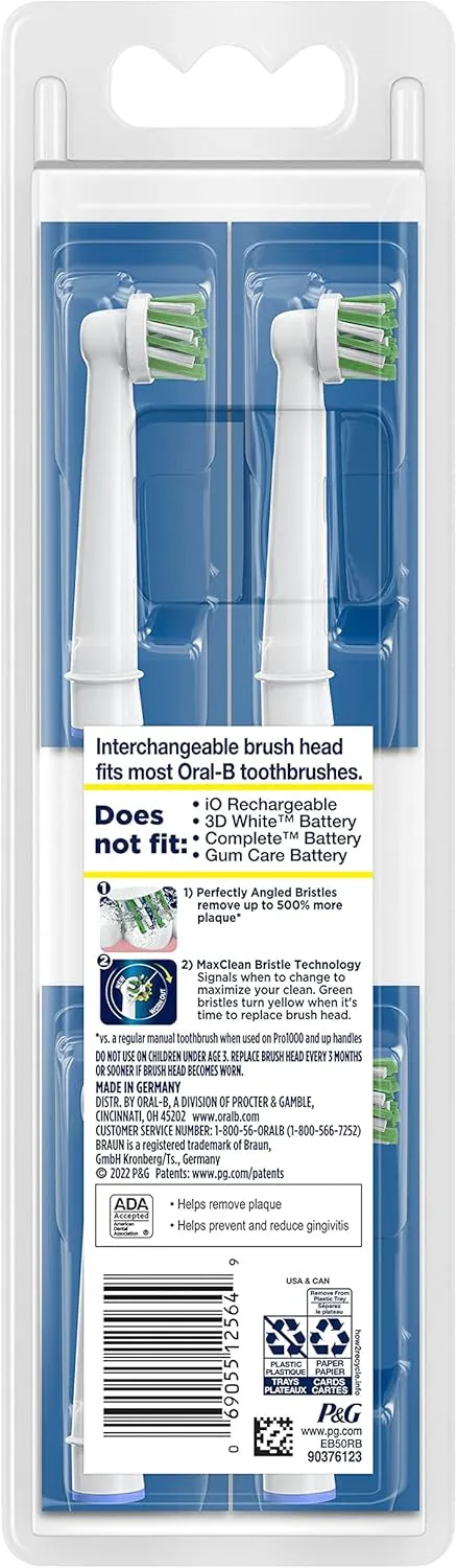 Oral-B CrossAction Electric Toothbrush Replacement Brush Heads Refill, 4ct