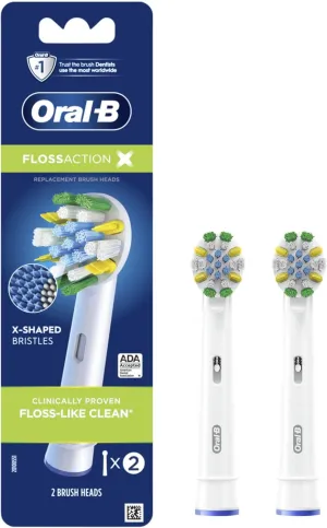 Oral-B FlossAction Electric Toothbrush Replacement Brush Heads Refill, 2 Count