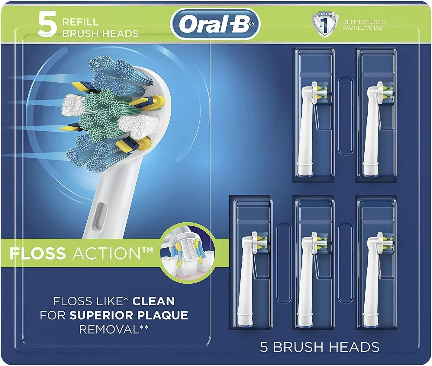 Oral-B FlossAction Electric Toothbrush Replacement Brush Heads Refills, 5 Count