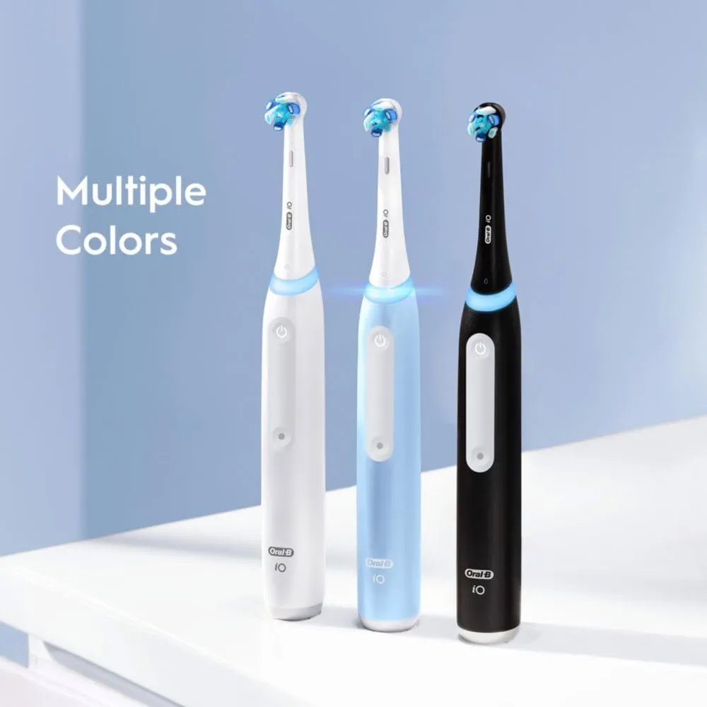 Oral-B iO Deep Clean Rechargeable Electric Powered Toothbrush, Black with iO Series 3 Limited, 2 Brush Heads and Travel Case - Pressure Sensor to Protect Gums - 3 Cleaning Settings - 2 Minute Timer