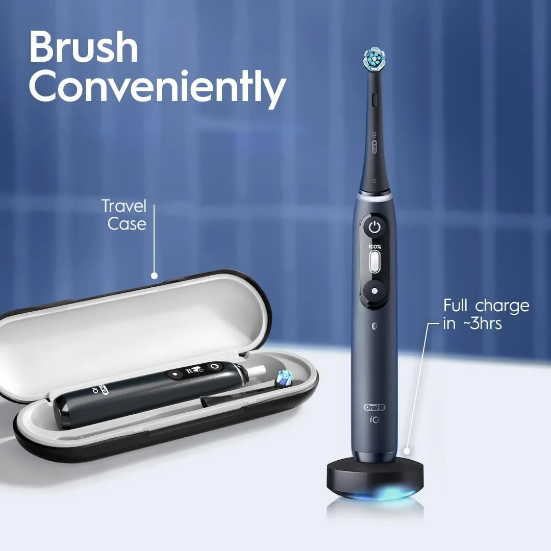 Oral-B iO Series 7 Electric Toothbrush with 2 Replacement Brush Heads, Black Onyx