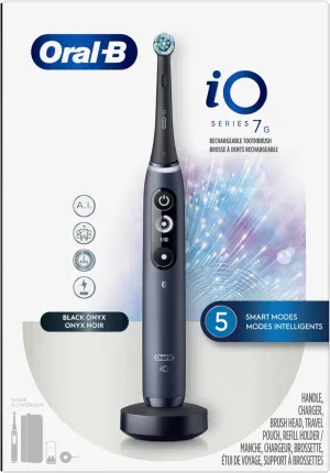 Oral-B iO Series 7G Electric Toothbrush with 1 Replacement Brush Head, Black Onyx