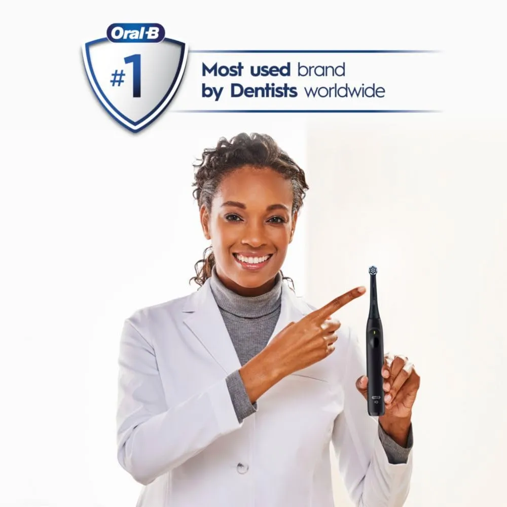 Oral-B iO Simple Clean Rechargeable Electric Powered Toothbrush, Night Black with 1 Gentle Care Brush Head and 1 Black Travel Case - Automatic Pressure Sensor to Protect Gums - 3 Modes - 2 Min Timer