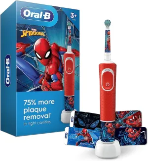 Oral-B Kids Electric Toothbrush Featuring Marvel's Spiderman, for Kids 3 