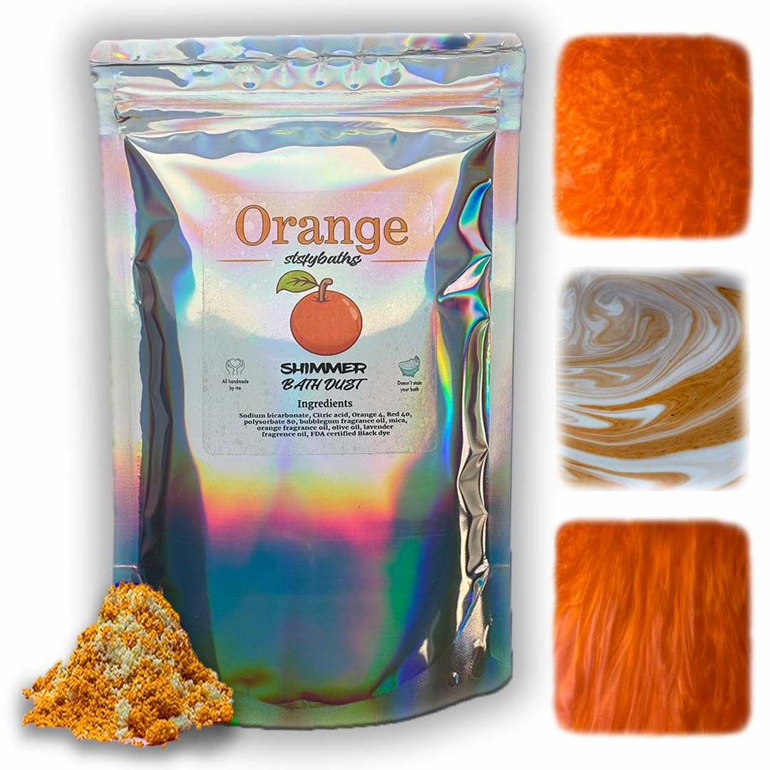 Orange Shimmer Bath Bomb in A Bag - Handmade Scented Bath Bombs for Women,Kids and Men - Bulk Bathbomb Fizzies Perfect for Boys and Girls All Ages (Large, Orange)