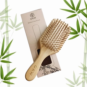 OREN'S Premium Bamboo Bristle Detangler Brush – Wide Paddle for Hair Growth, Scalp Stimulation – Natural, Sustainable Hair Care for Women, Men & Kids