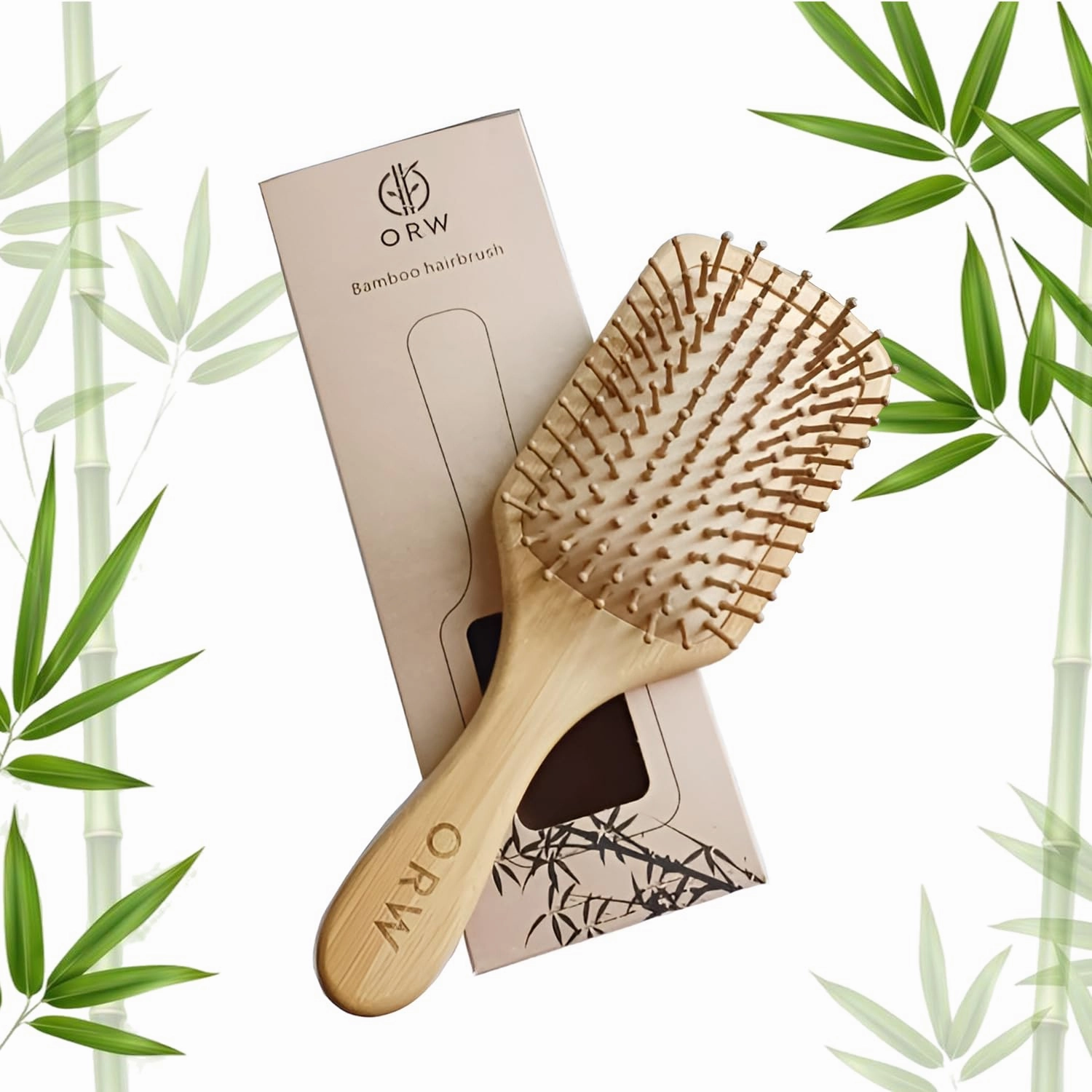 OREN'S Premium Bamboo Bristle Detangler Brush – Wide Paddle for Hair Growth, Scalp Stimulation – Natural, Sustainable Hair Care for Women, Men & Kids