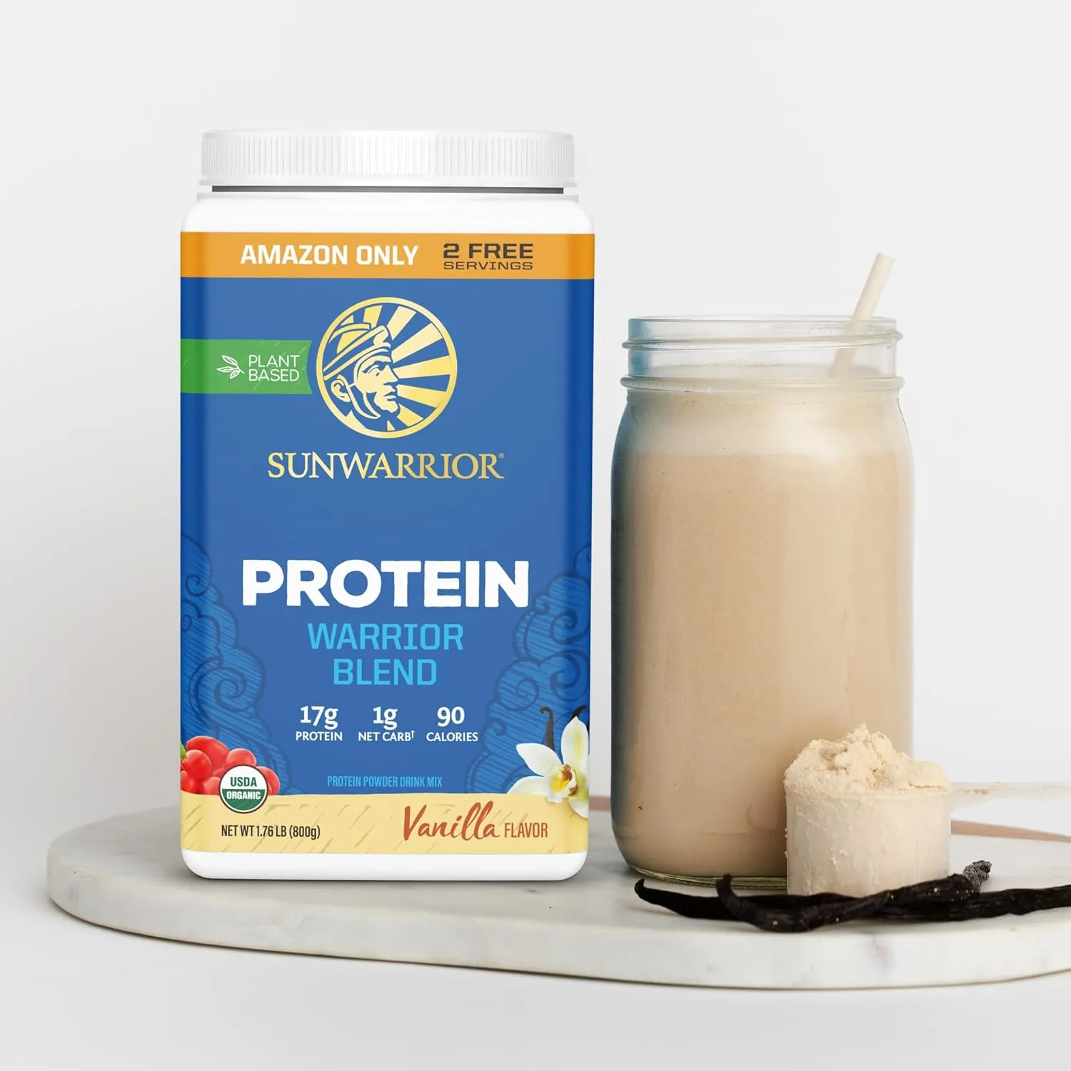 Organic Plant Based Protein Powder | Vegan Organic Protein Powder Vanilla Flavored with BCAA Amino Acids & Hemp Seed Pea Blend | Non-GMO Soy Dairy Filler & Gluten Free (Vanilla, 32 Servings)