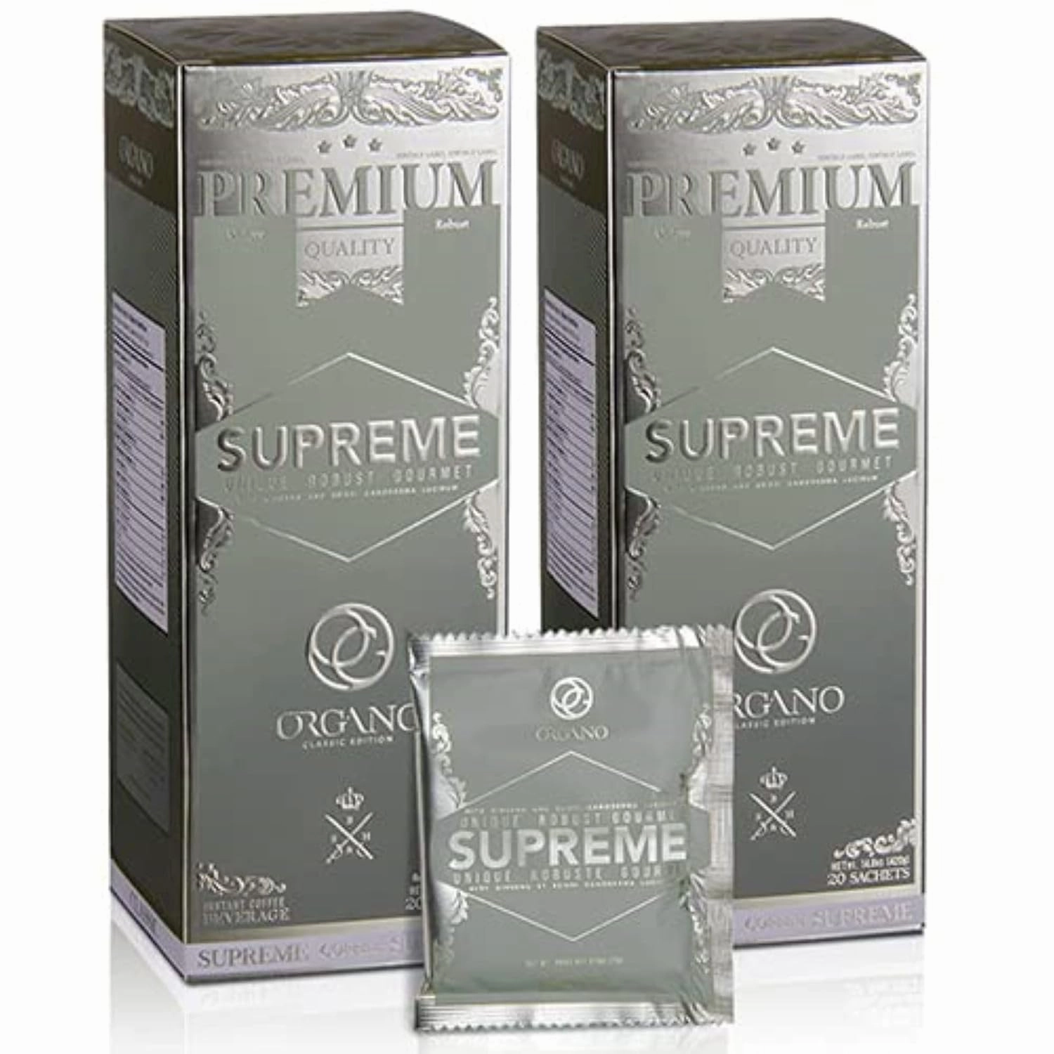 ORGANO 2 Boxes Cafe Supreme, 100% Ganoderma Lucidum with Ginseng (40 Sachets)
