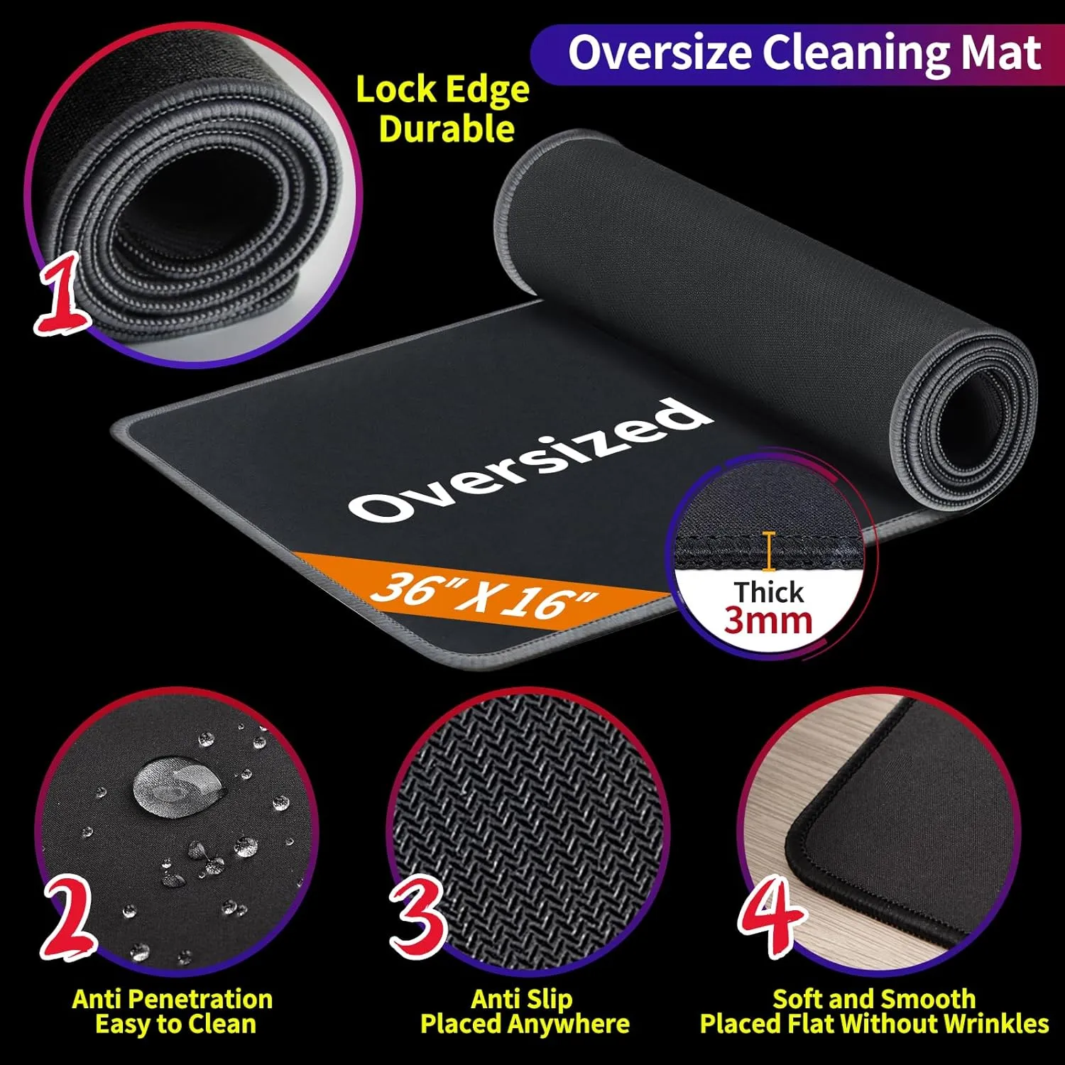 Oversized Mat/ 12Ga /9mm / 5.56mm Bore Cleaner  CLP Oil Gun Cleaning Kit,Gun Cleaning Supplies with Gun Snake,Gun Cleaning Patches,6-inch Swab,Gun Brushes,Cleaning Pick,Gun Cloth,Pad
