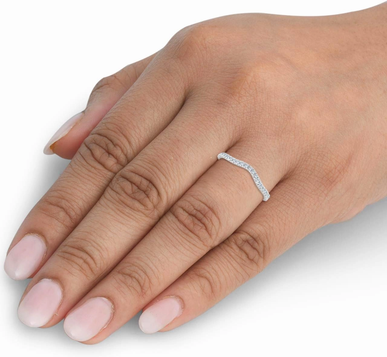 P3 POMPEII3 1/4 Ct Curved Diamond Guard Enhancer Wedding Ring 10k White Gold