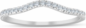 P3 POMPEII3 1/4 Ct Curved Diamond Guard Enhancer Wedding Ring 10k White Gold