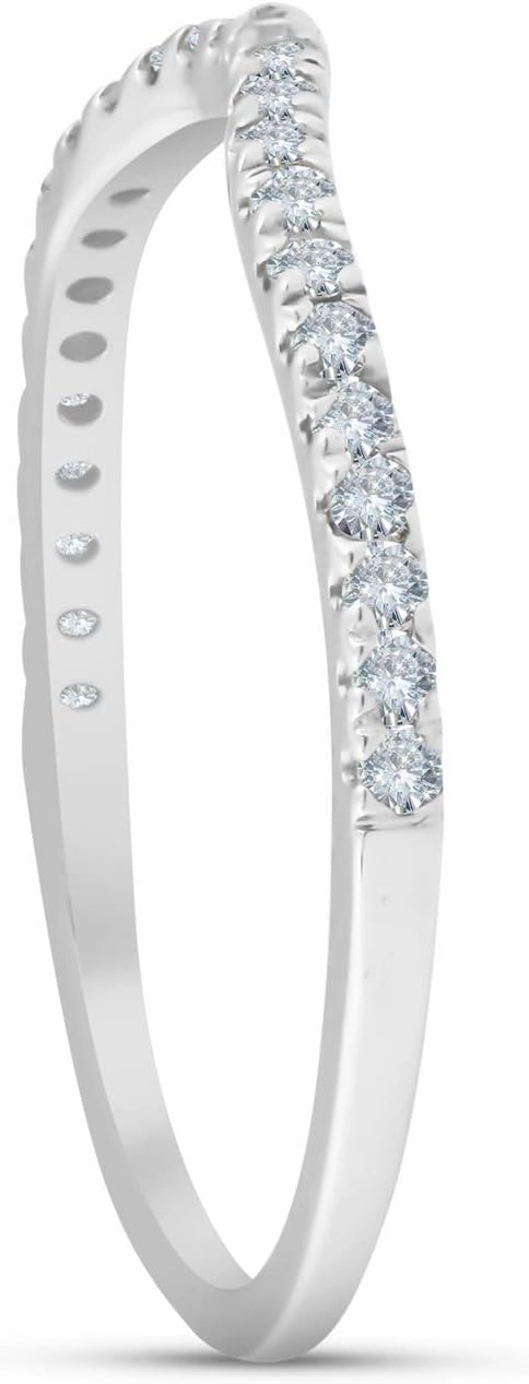 P3 POMPEII3 1/4 Ct Curved Diamond Guard Enhancer Wedding Ring 10k White Gold