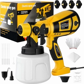 Paint Sprayer 800w Electric Spray Paint HVLP Spray Gun with 4 Nozzles 3 Patterns and 1400ml High Capacity Container Paint Sprayer for House Painting Easy to Clean for Furniture Fence Walls Door