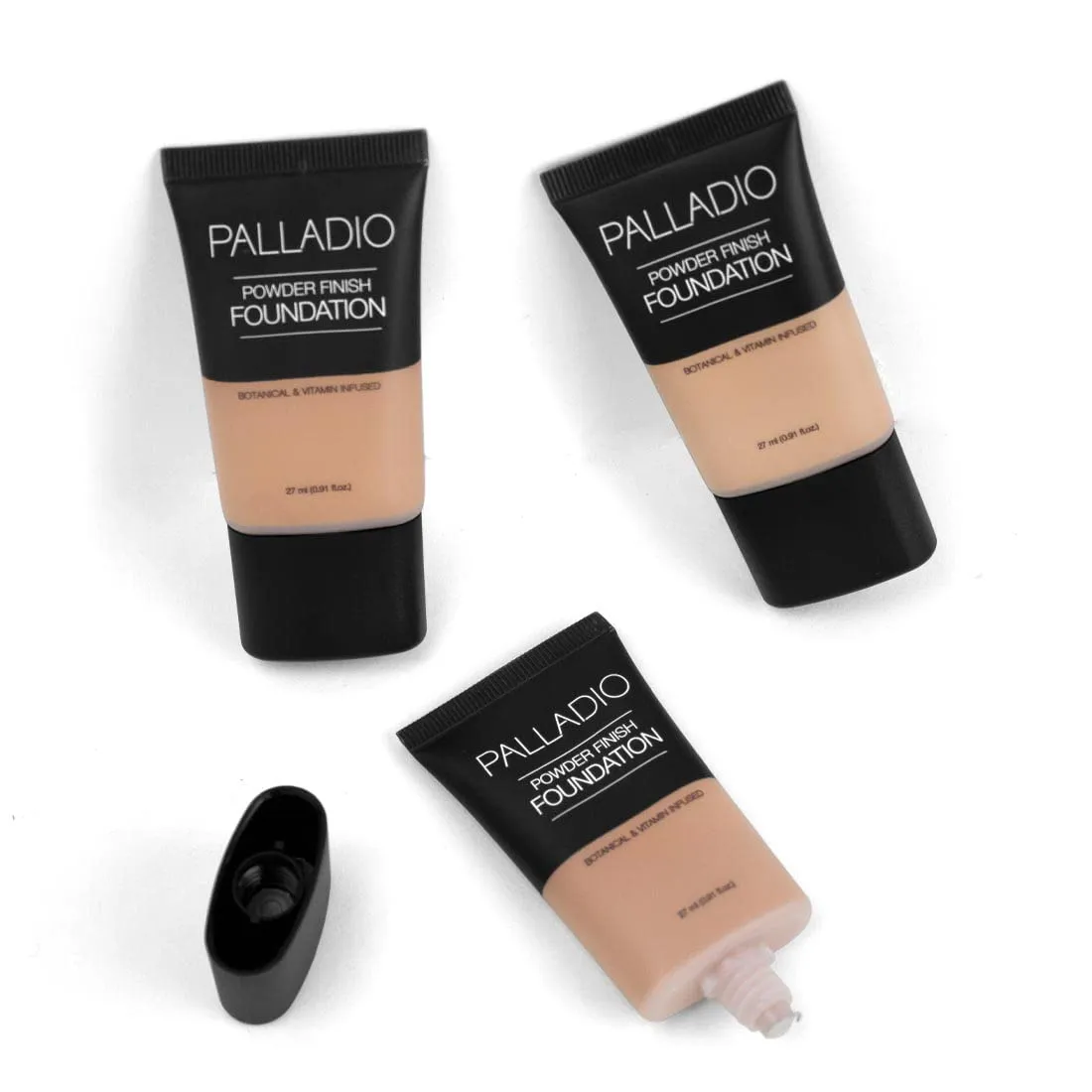 Palladio Powder Finish Liquid Foundation, Natural Matte Appearance, Reduces Fine Lines, Covers Large Pores, Hides Imperfections, All Day Wear, Sheer to Medium Coverage, Ivory