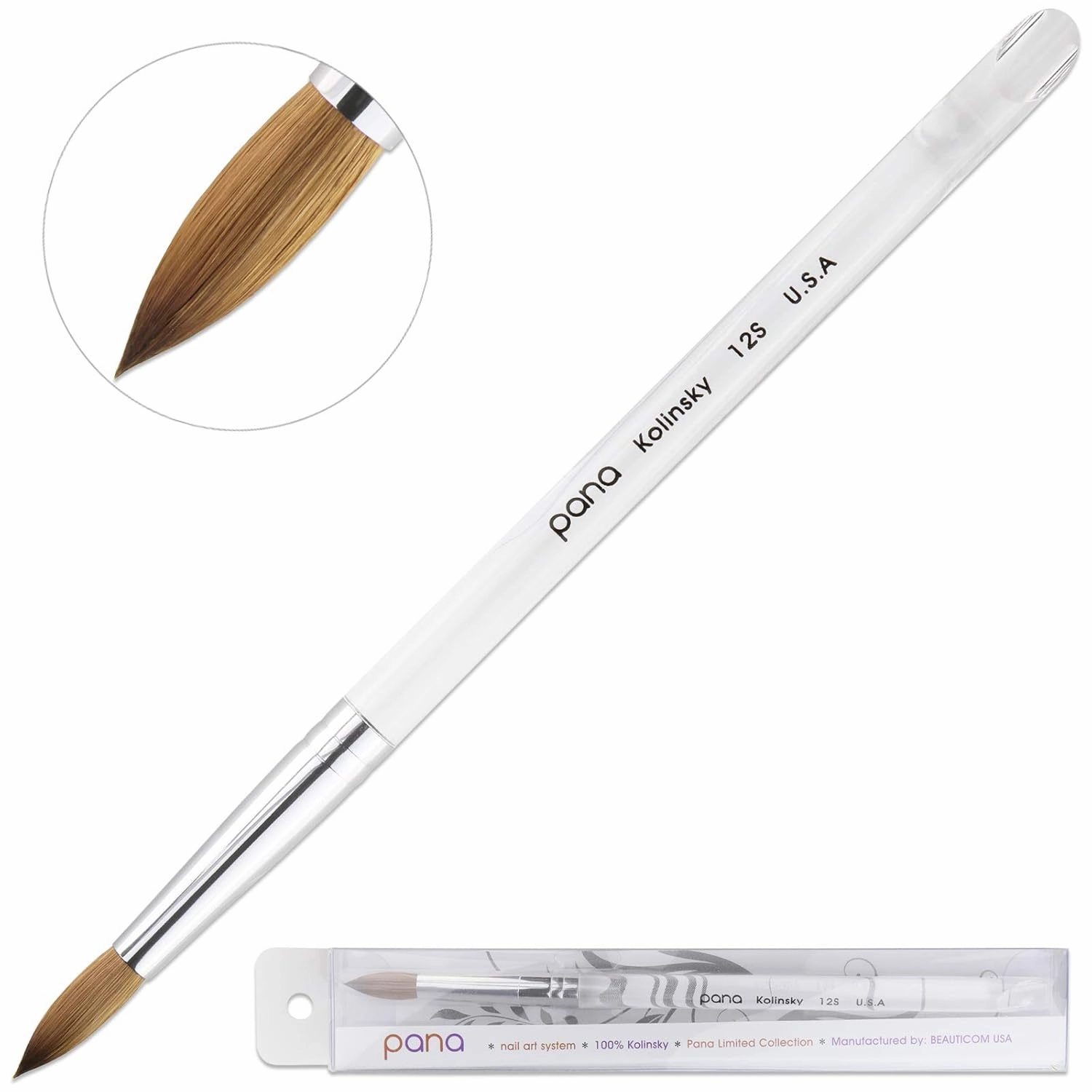 pana Finest Kolinsky 100% Pure Kolinsky Acrylic Nail Brushes (Round Shape) (Size # 12)