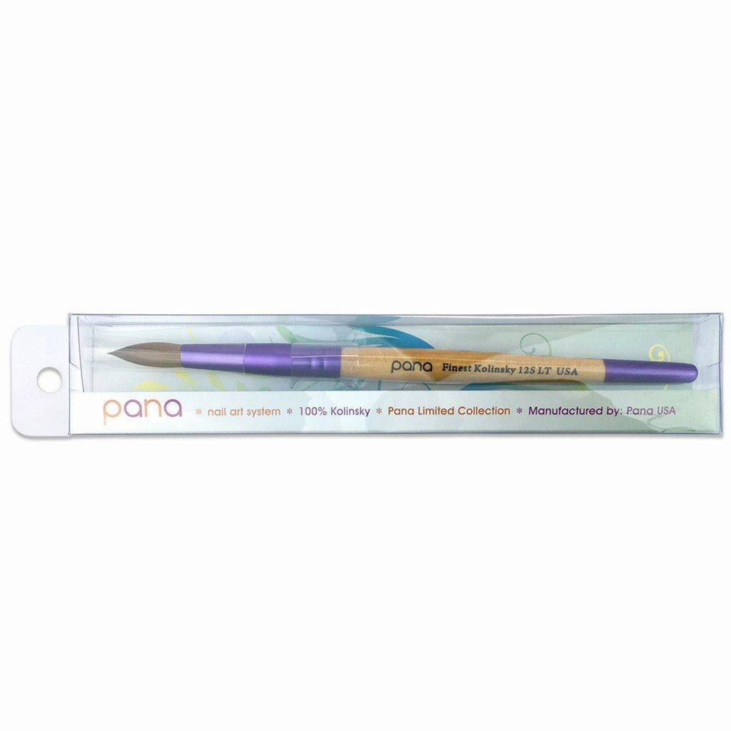 Pana USA Acrylic Nail Brush100% Pure Kolinsky Hair New Limited Edition Beige Purple Wood Handle with Purple Ferrule Round Shaped Style (Size # 12)