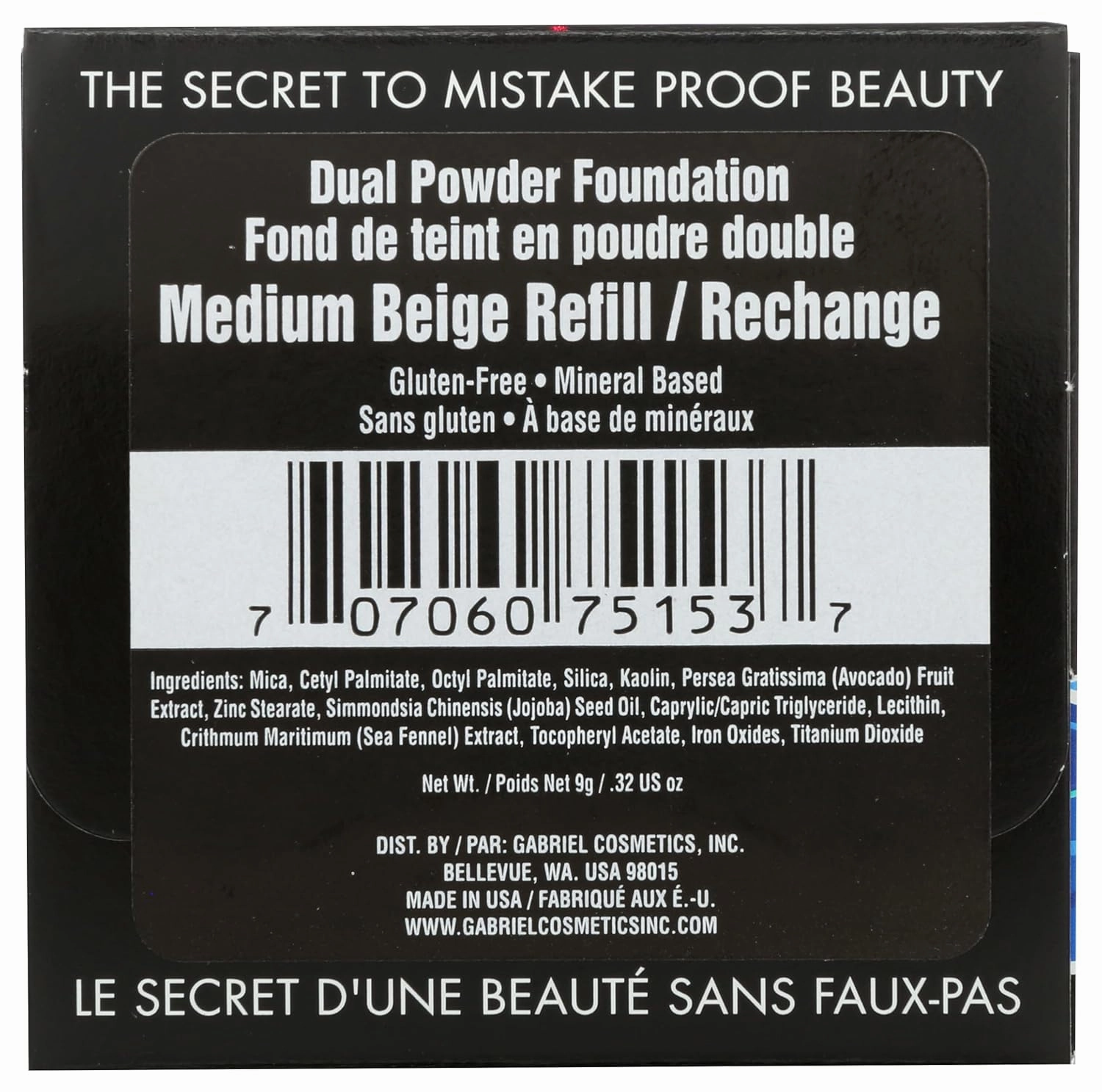 Paraben Free, Vegan, Gluten-free, Cruelty-free, Non GMO, Pressed mineral powder, (REFILL Medium Beige)