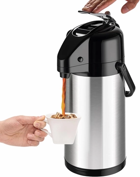PARACITY Upgraded Airpot Coffee Water Bottle with Double Pump 84oz/2.5L Stainless Steel Drink Dispenser for Hot/Cold Drinks, Lazy Susan Base, Termos Para Coffee for Party Hot Cocoa