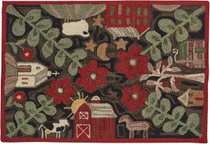 Park Designs 24" x 36" Hand-Hooked Farm Life Rug | Farmhouse Style Accent | Kitchen, Bathroom, or Entryway Mat | 2x3 Rustic Country Run | Summer Decor Doormat