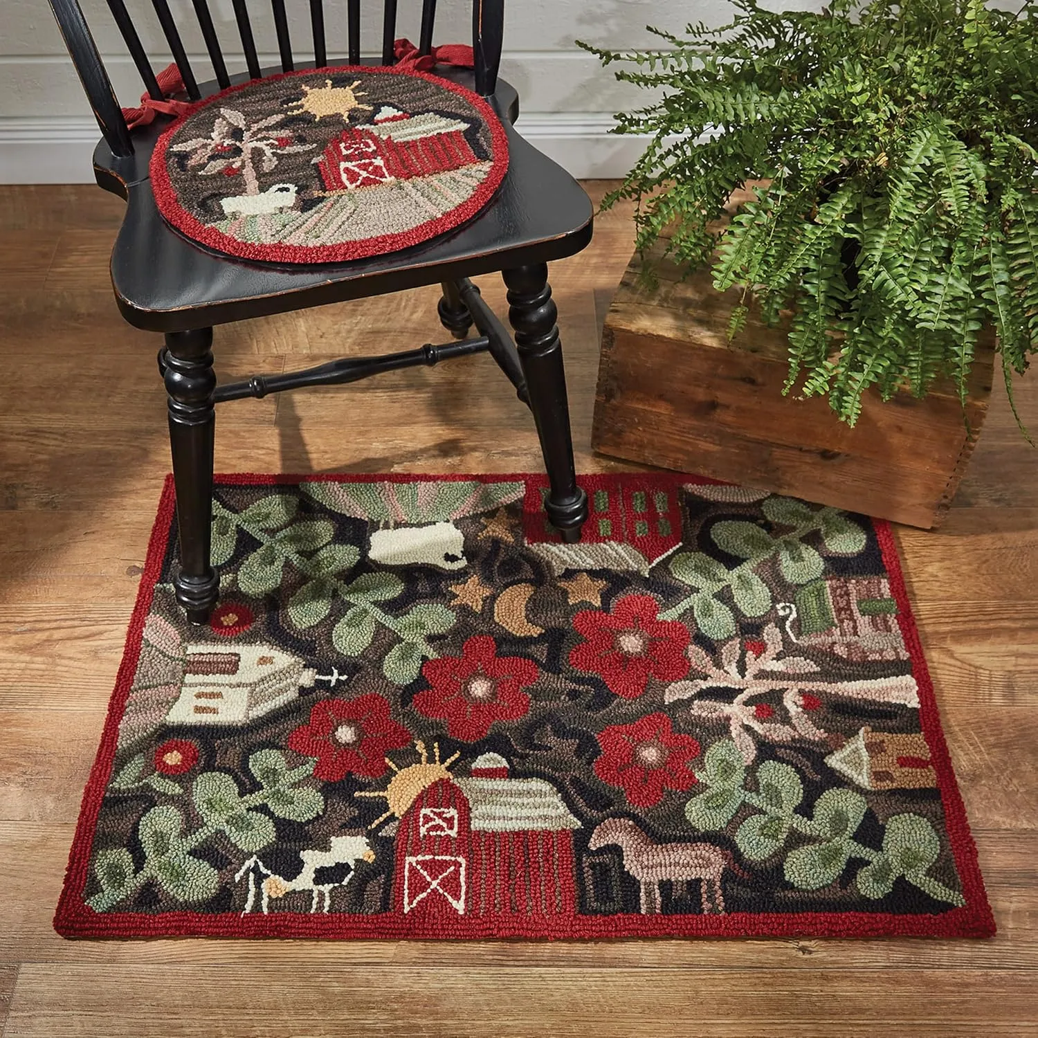 Park Designs 24" x 36" Hand-Hooked Farm Life Rug | Farmhouse Style Accent | Kitchen, Bathroom, or Entryway Mat | 2x3 Rustic Country Run | Summer Decor Doormat