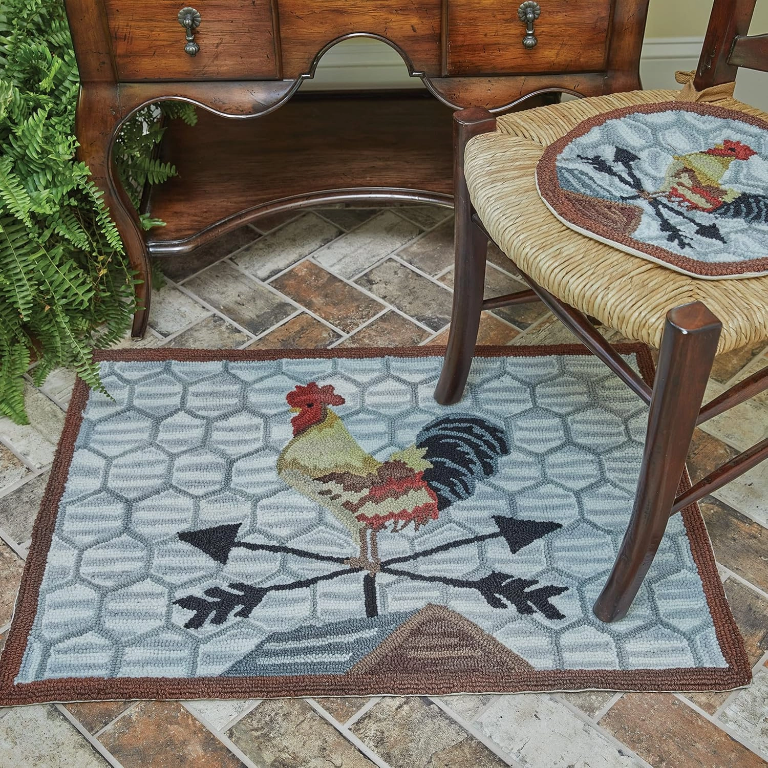 Park Designs 24" x 36" Hand-Hooked Break of Day Rooster Rug | Farmhouse Style Accent | Kitchen, Bathroom, or Entryway Mat | 2x3 Rustic Country Run | Summer Decor Doormat