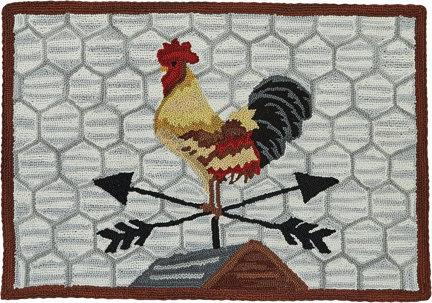 Park Designs 24" x 36" Hand-Hooked Break of Day Rooster Rug | Farmhouse Style Accent | Kitchen, Bathroom, or Entryway Mat | 2x3 Rustic Country Run | Summer Decor Doormat