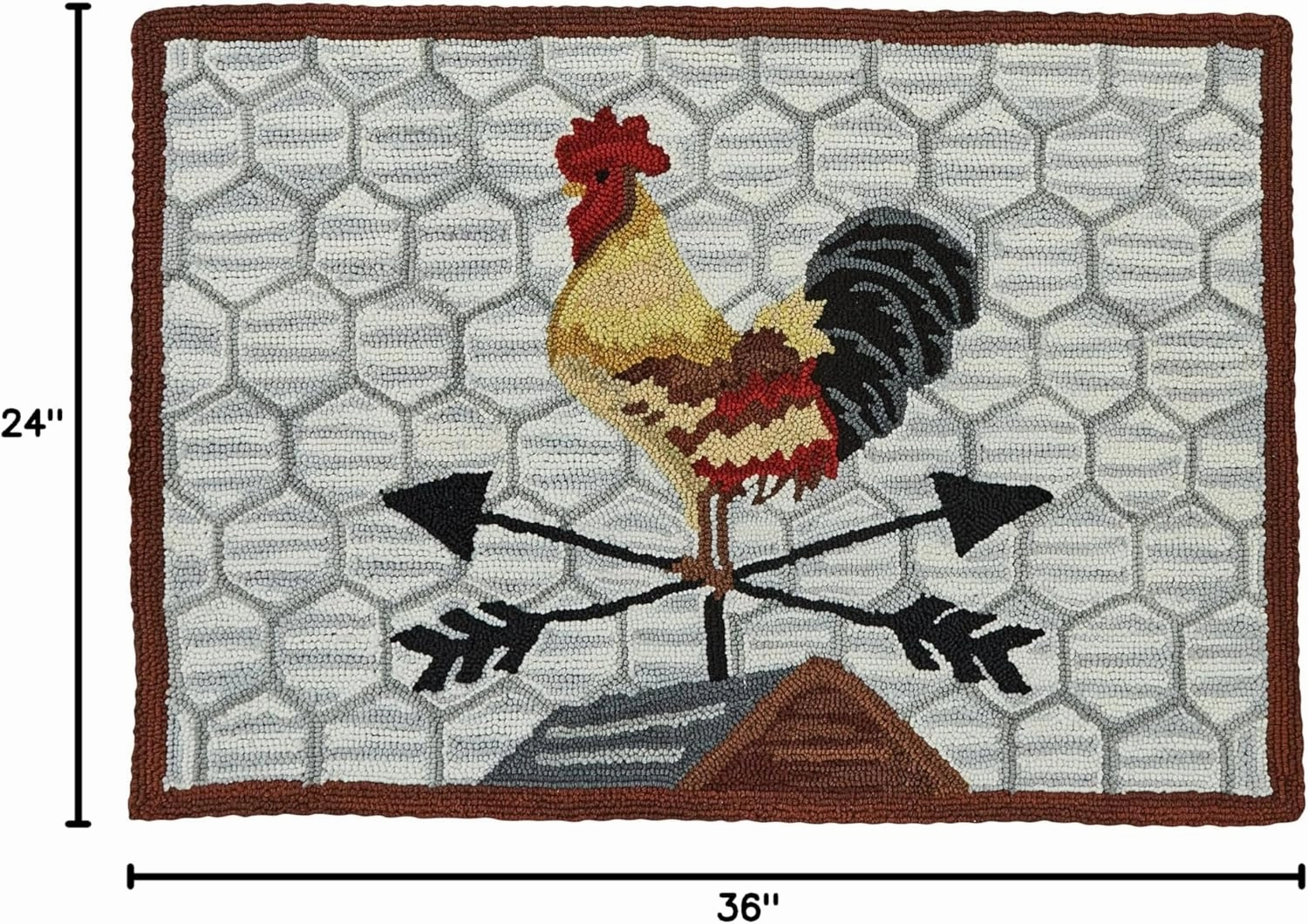 Park Designs 24" x 36" Hand-Hooked Break of Day Rooster Rug | Farmhouse Style Accent | Kitchen, Bathroom, or Entryway Mat | 2x3 Rustic Country Run | Summer Decor Doormat