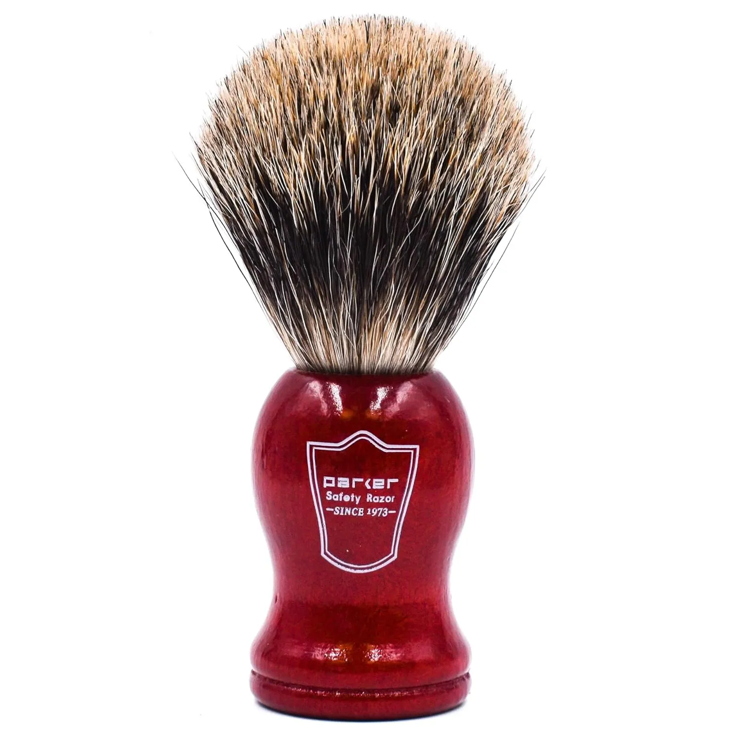 Parker Premium Handmade "LONG LOFT" 3-Band Pure Badger Bristle Shaving Brush with Rosewood Handle – Brush Stand Included