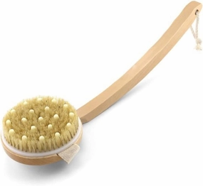 PartyKindom Detachable Wooden Bath Brush with Bent Handle Exfoliating Bristle Body Brush for Shower and Massage for Deep Cleansing and Skin