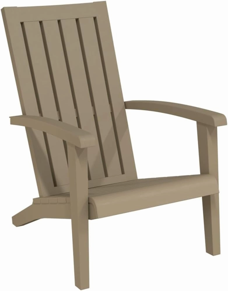 Patio Adirondack Chair Light Brown Polypropylene Outdoor Lounge Chair for Garden Lawn Poolside and Deck Durable Weather-Resistant Design Ergonomic Comfort