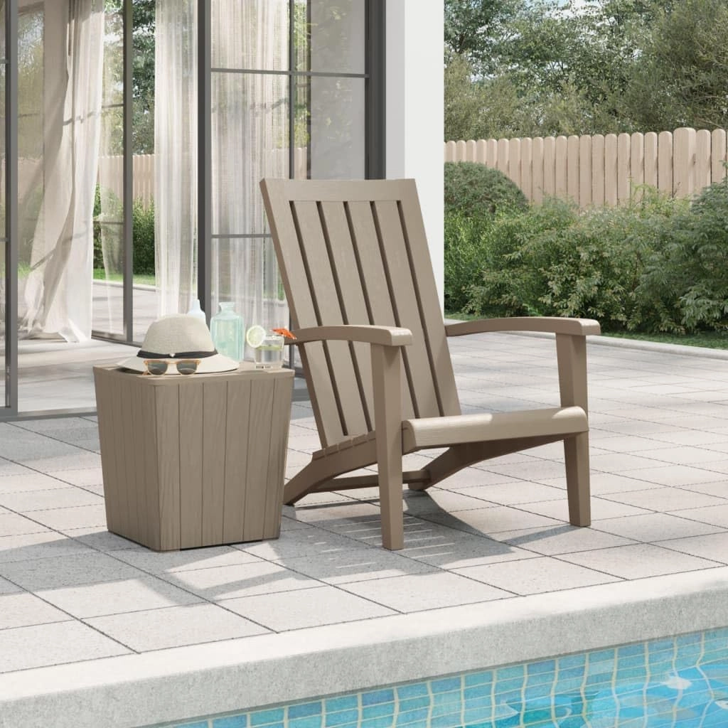 Patio Adirondack Chair Light Brown Polypropylene Outdoor Lounge Chair for Garden Lawn Poolside and Deck Durable Weather-Resistant Design Ergonomic Comfort