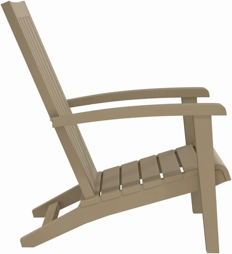Patio Adirondack Chair Light Brown Polypropylene Outdoor Lounge Chair for Garden Lawn Poolside and Deck Durable Weather-Resistant Design Ergonomic Comfort