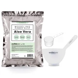 Peel Off Type Modeling Mask Powder for Facial, Skin Care, Professional Size, 35oz (2.2Pound) 1kg, 1 pack with 3pcs Mixing Bowl Set (102.Aloe Vera)