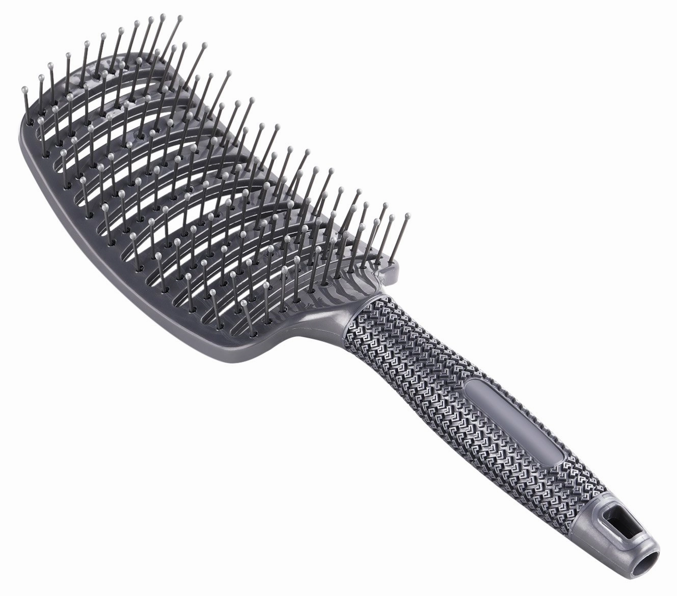 PERFEHAIR Curved Vent Brush, Barber Blow Drying Brush with Nylon Detangling Pins, Anti-Static - Grey (Pack of 2)