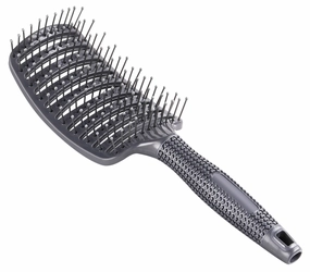 PERFEHAIR Curved Vent Brush, Barber Blow Drying Brush with Nylon Detangling Pins, Anti-Static - Grey (Pack of 2)
