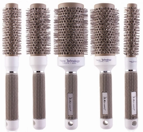 PERFEHAIR Round Thermal Brush Set, Professional Nano Ceramic & Ionic Barrel Hair Styling Blow Drying Curling Brush, 5 Different Sizes