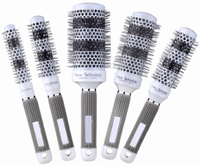 PERFEHAIR Round Thermal Ceramic Brush Set for Blow Drying Curling, Large Heated Nano Ionic Round Barrel Hair Brush-5 Different Sizes