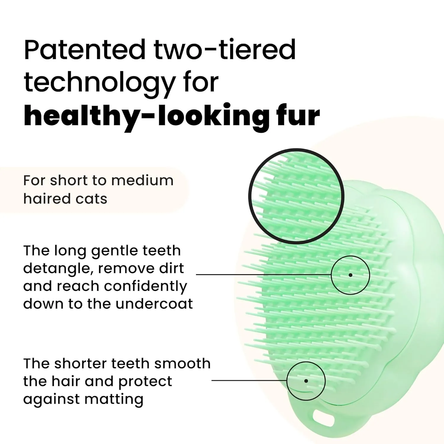 Pet Teezer by Tangle Teezer Cat Brush, De-Shedding Cat Hair Brush for a Gentle, Soothing Groom & Short to Medium Length Fur, Green