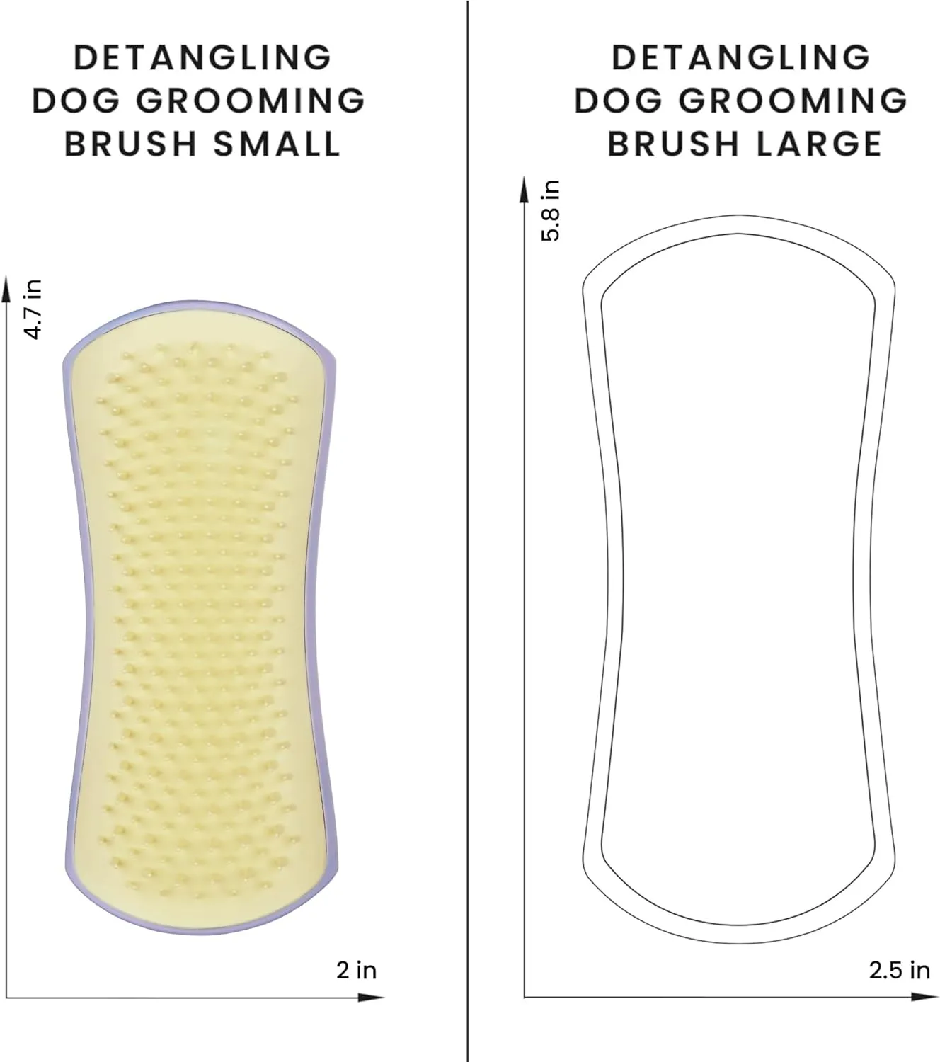 Pet Teezer by Tangle Teezer Detangling Dog Grooming Brush, Dry Brush & Dog Bath Brush for Wet or Dry Fur & Light Shedding Breeds, Small, Lilac/Yellow