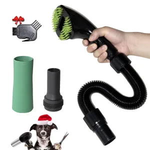 Pet Vacuum Grooming Comb Brush Hair Remover Shedding Deshedding Attachment Tool Kit for Dogs and Cats (black)