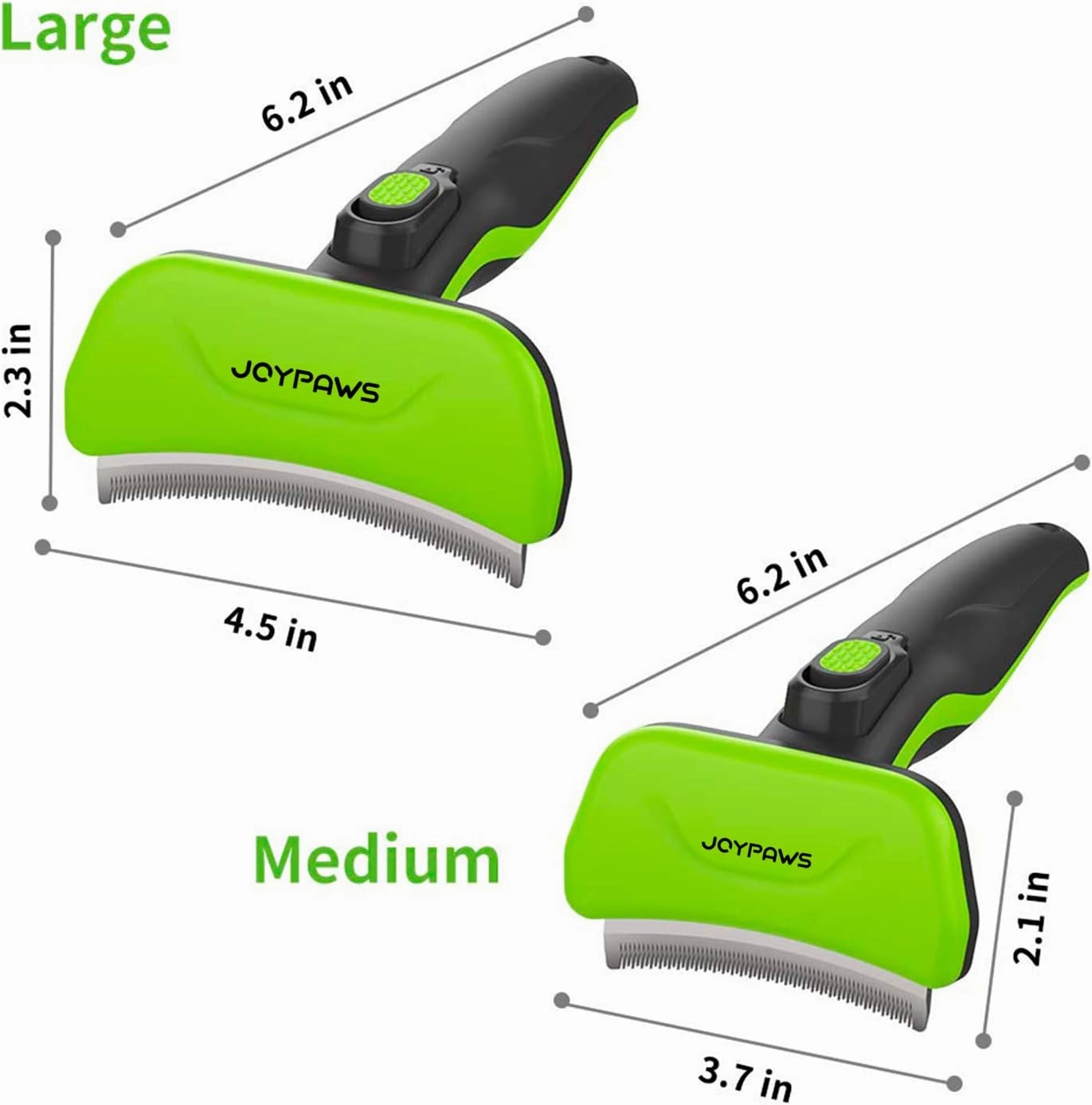 Pet Grooming Brush for Dogs and Cats, Green, Effectively Reduces Shedding by Up to 95%, Self-Cleaning, Long or Short Hair Remover for Medium Dogs & Cats