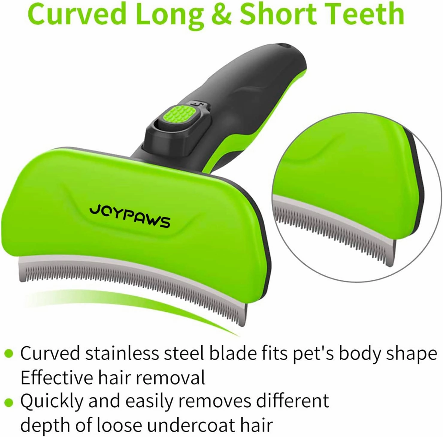 Pet Grooming Brush for Dogs and Cats, Green, Effectively Reduces Shedding by Up to 95%, Self-Cleaning, Long or Short Hair Remover for Medium Dogs & Cats