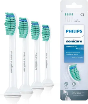Philips Genuine Sonicare Pro Results Brush Heads, White, Pack of 4 - HX6014/07